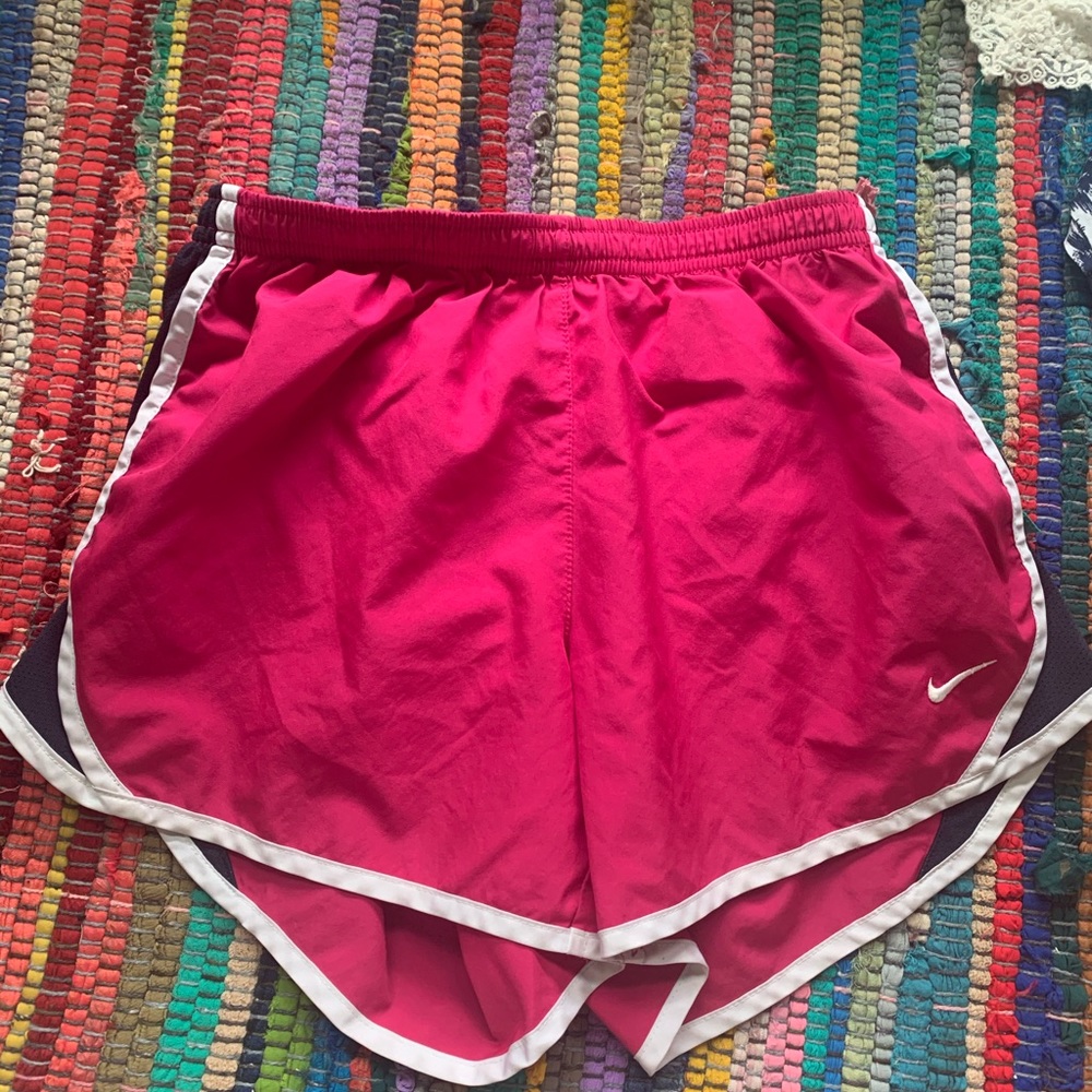 navy and pink nike shorts